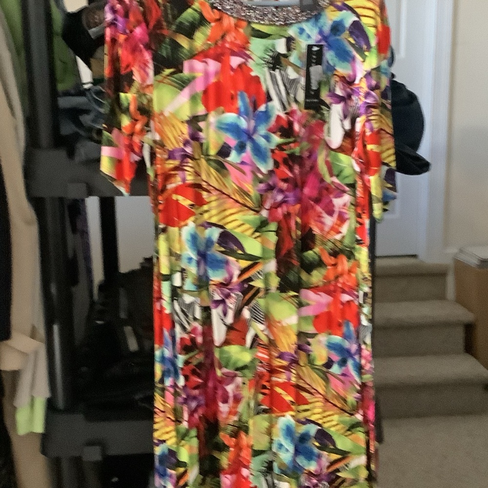 Investments Multicolor Tropical Floral Midi Dress